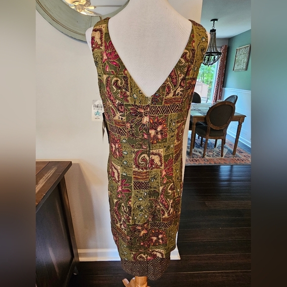 VIRGO II Size 12 Vintage New w/ Tags 90's Dress Floral Artsy Rayon Sleeveless - Picture 5 of 12